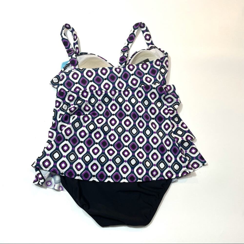 Swim Solution tiered one piece swimsuit Sz 10 - Picture 4 of 8